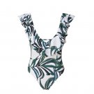 New Sexy One-Piece Swimsuit Women Leaf Print Ruffled Bikini