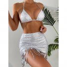 European American Swimsuit Three-Piece Set Tassel Edge Sexy Tight Lace-Up Female ins Style Hip-Packe