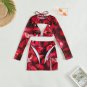Brazil Printed Four-Piece Skirt Bikini Swimsuit New Style Bright Beach Long-Sleeved Sunscreen Swimsu