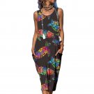 Sea Turtle Pattern Pocket Vest Skirt Women's Long Dress
