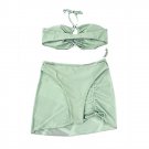 Solid Color Gauze Three-Piece Swimsuit New Style European American Sexy Backless Laced-Up Bikini Spl