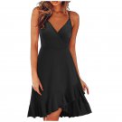 Summer Women Sexy Fashion V-Neck Sling Sleeveless Halter Multicolor Printed Dress