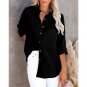 Autumn Simple Long-Sleeved V-Neck Button Ladies Cotton Linen Shirt Women's Clothing