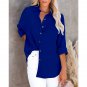 Autumn Simple Long-Sleeved V-Neck Button Ladies Cotton Linen Shirt Women's Clothing
