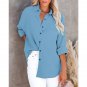 Autumn Simple Long-Sleeved V-Neck Button Ladies Cotton Linen Shirt Women's Clothing