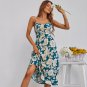 Summer New Style Printed Sling Dress European American Women's Fashion Single-Breasted Halter