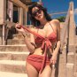 Variety Bikini Two-Piece Set Gathering Sexy Chest Cross Strap Split Swimsuit Women