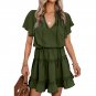 Summer V-Neck Loose Pullover Dress Sleeveless Simple Knee-Length Skirt