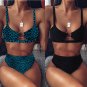 New Style Swimsuit Leopard Print Bikini Ladies Split High Waist Metal Ring Swims