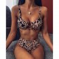 New Style Swimsuit Leopard Print Bikini Ladies Split High Waist Metal Ring Swims