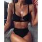 New Style Swimsuit Leopard Print Bikini Ladies Split High Waist Metal Ring Swims