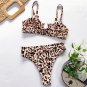 New Style Swimsuit Leopard Print Bikini Ladies Split High Waist Metal Ring Swims