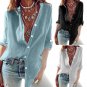 Women Solid Color Long Sleeve Stand Collar Single-breasted Office Shirt Blouse