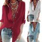 Women Solid Color Long Sleeve Stand Collar Single-breasted Office Shirt Blouse