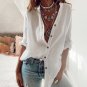 Women Solid Color Long Sleeve Stand Collar Single-breasted Office Shirt Blouse