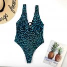 One Piece Swimsuit European American Sexy Bandage Fish Scale Printed Bikini
