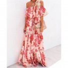 Wrapped Chest Printed Gradient Color Large Swing Skirt Jumpsuit Long Women