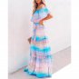Wrapped Chest Printed Gradient Color Large Swing Skirt Jumpsuit Long Women