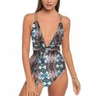 Snake Print Sexy Backless Bikini Metal Accessories Swimsuit Women