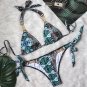 Snake Print Sexy Backless Bikini Metal Accessories Swimsuit Women