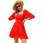 Lantern Sleeve Laced-Up Sexy Halter Ruffled Dress