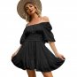Lantern Sleeve Laced-Up Sexy Halter Ruffled Dress