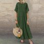Casual Womens Polka Dot Print Loose Round Neck Short Sleeve Long Maxi Dress