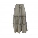 High Waist Slimmer Look Cotton Linen Skirt Solid Color Simple Pleated Irregular