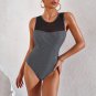 New Style One-Piece Swimsuit Female Conservative European American Summer Gauze Stitching Floral H