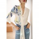 Streamer Silk Shirt Women Autumn Long-Sleeved High-End Printed Design Heavy French Mulberry Top