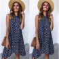 Summer Fashion Round Neck Sleeveless Polka Dot Loose Large Hem Ruffled Dress