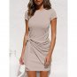Casual Short Sleeve Round Neck Skinny Pleated T-Shirt Dress