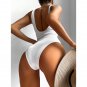 New Style One-Piece bikini Solid Color Hollow Laced-Up Swimsuit