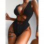 New Style One-Piece bikini Solid Color Hollow Laced-Up Swimsuit