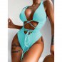 New Style One-Piece bikini Solid Color Hollow Laced-Up Swimsuit