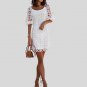 European American New Style Embroidered Hollow Lace U-Neck Dress