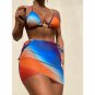 Blue Orange Gradient Three-Piece Split Swimsuit Sexy Bikini