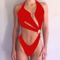 European American One-Piece Swimsuit New Style Sexy Bikini Halter Solid Color Swimsu