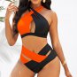 European American New Style Bikini Split Solid Color Cross Halterneck Swimsuit