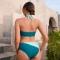 New European American Bikini Beautiful Back Cross Hollow Backless Beach Color Matching Split Swimsui