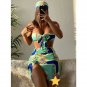 European American Sexy Printed Split bikini Three-Piece Swimsuit Ladies Mesh