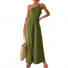 Summer European American New Style Ladies Sexy Sling Narrow-Waist Pocket Straight Sleeveless Jumpsui