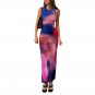 European American New Style Tie-Dye Fashion Printed Slit Round Neck Hip-Covered Slim-Fit Street Dres