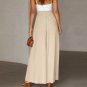 European American Summer New Style Women's Wide-Leg Trousers Elastic Belt High Waist Long Culottes W