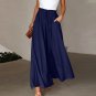 European American Summer New Style Women's Wide-Leg Trousers Elastic Belt High Waist Long Culottes W