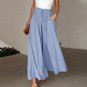 European American Summer New Style Women's Wide-Leg Trousers Elastic Belt High Waist Long Culottes W