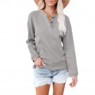 Autumn Winter New Style European American V-Neck Solid Color Long-Sleeved Top T-Shirt Women
