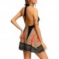 Summer European American Sexy Deep V Tether Short Skirt Halter Neck Flower Color Dress