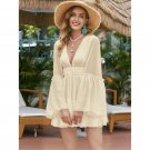 European American Solid Color Sexy Deep V-Neck Beach Dress Chiffon