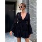 European American Solid Color Sexy Deep V-Neck Beach Dress Chiffon